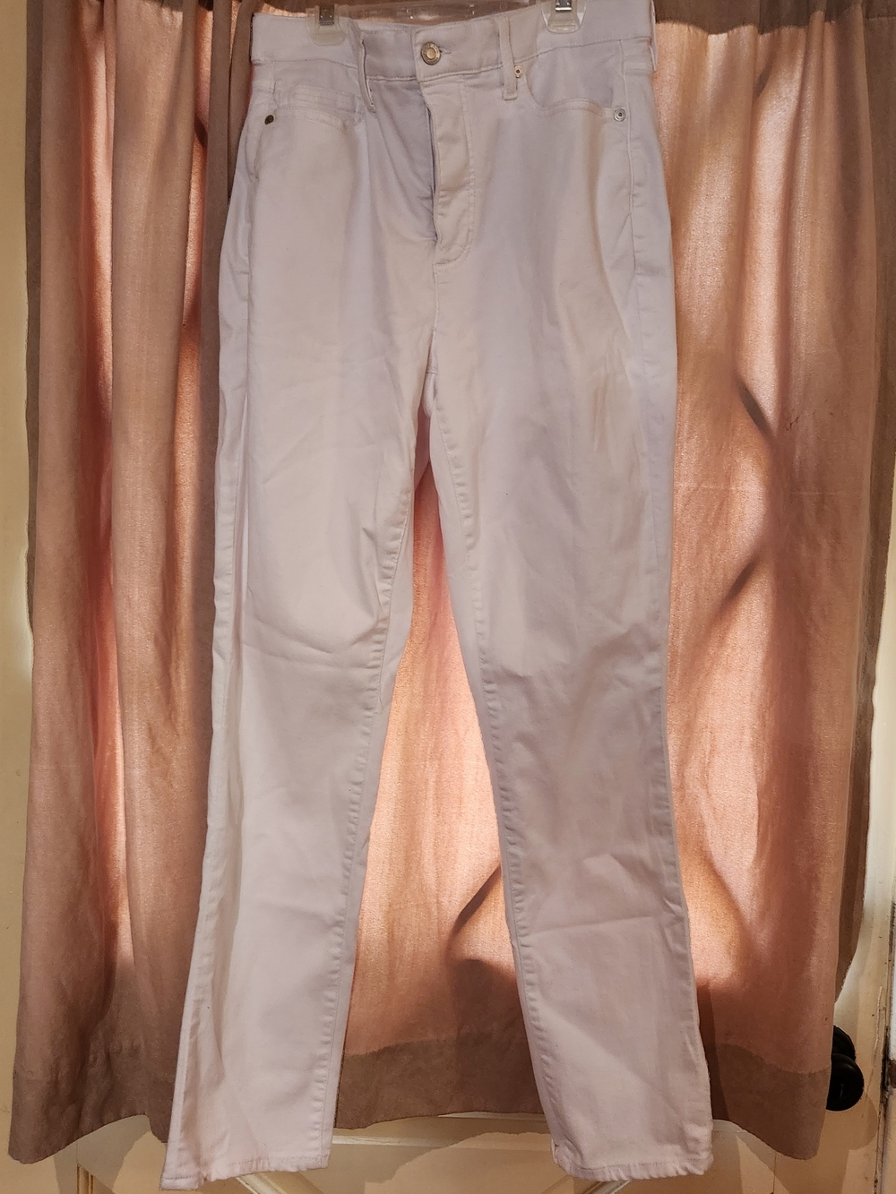 Women's Lands' End White Straight-Leg Stretch Denim Pants Sz 12 New Without Tags